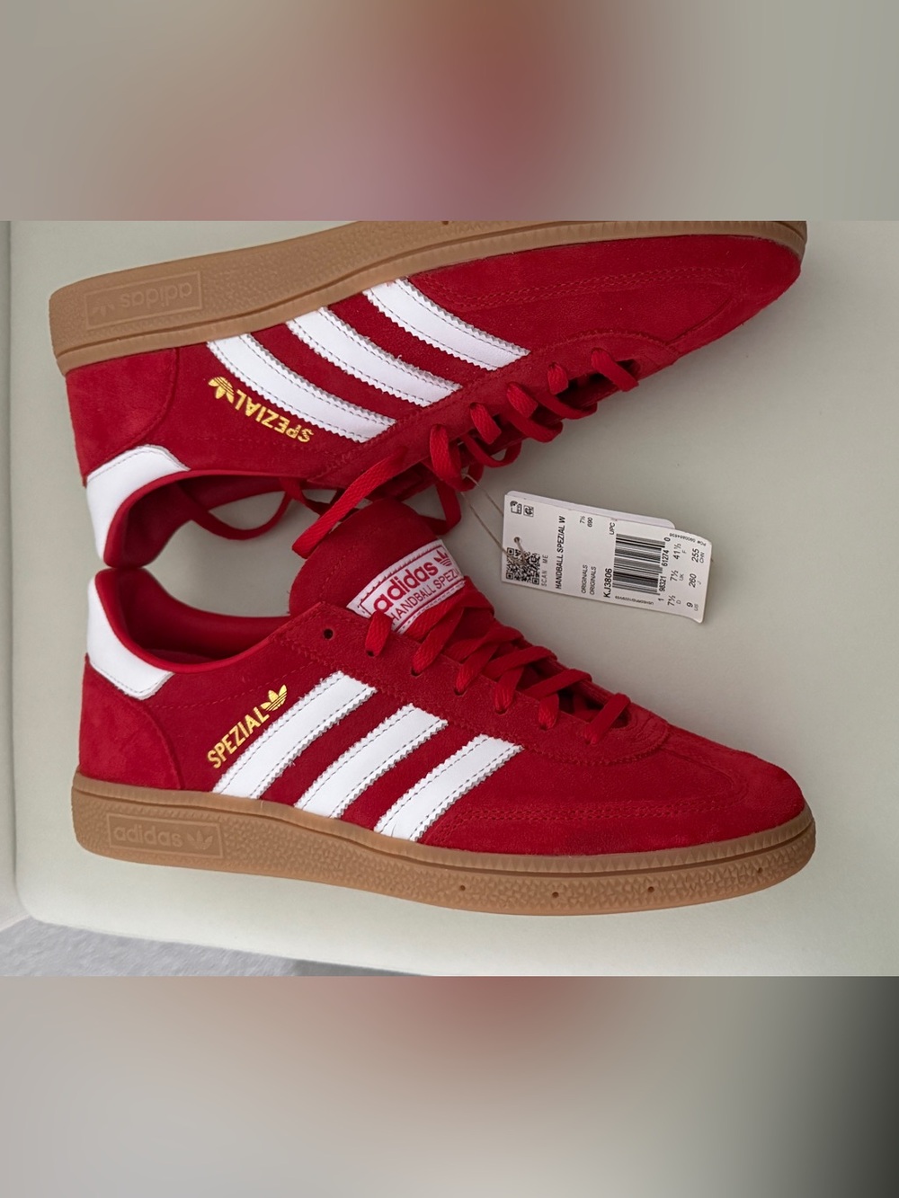 adidas Spezial Women’s Sneakers in Red and White with Gum Sole